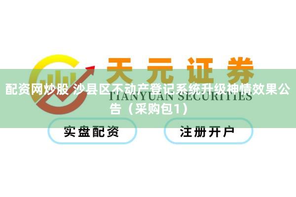 配资网炒股 沙县区不动产登记系统升级神情效果公告（采购包1）