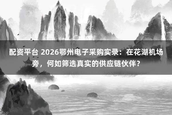 配资平台 2026鄂州电子采购实录：在花湖机场旁，何如筛选真实的供应链伙伴？